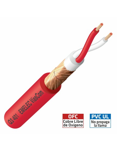 100MTS. CABLE DE AUDIO BALANCEADO 2x0.40mm² ROJO DOBLE BLINDAJE