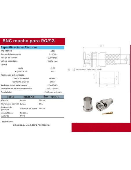 CONECTOR BNC MACHO CRIMPAR RG213
