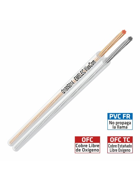 CABLE DE ALTAVOZ 2x0.23mm² TRANSPARENTE OFC
