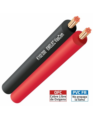 CABLE PARALELO BICOLOR 2x2mm² ROJO & NEGRO ALTAVOZ