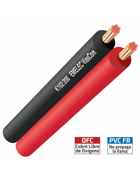 CABLE PARALELO BICOLOR 2x2mm² ROJO & NEGRO ALTAVOZ