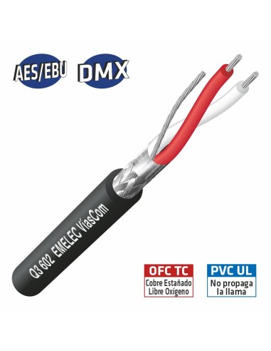 100MTS. CABLE DE AUDIO DIGITAL 2x0.24mm²  BALANCEADO  Patch AES-EBU & DMX 110Ω NEGRO