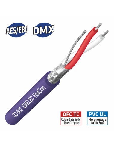 100MTS. CABLE DE AUDIO DIGITAL 2x0.24mm²  BALANCEADO  Patch AES-EBU & DMX 110Ω AZUL