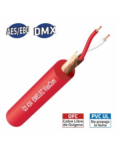100MTS. CABLE DE AUDIO DIGITAL 2x0.14mm² BALANCEADO ROJO 110Ω