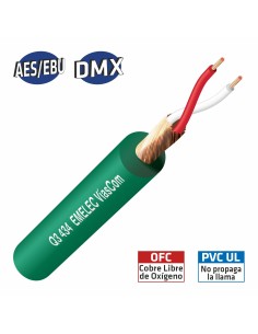 100MTS. CABLE DE AUDIO DIGITAL 2x0.14mm² BALANCEADO VERDE 110Ω
