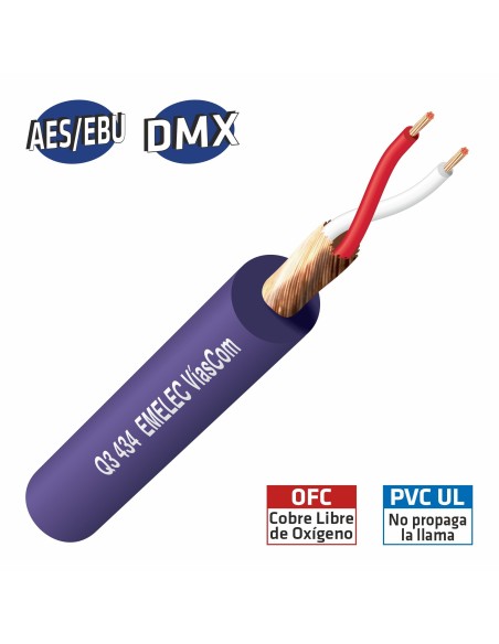 100MTS. CABLE DE AUDIO DIGITAL 2x0.14mm² BALANCEADO AZUL 110Ω