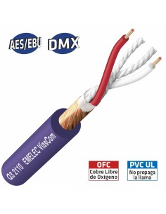 CABLE DE AUDIO DIGITAL 2x0.22mm² AZUL BALANCEADO 110Ω AES-EBU & DMX