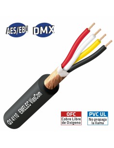 100MTS. CABLE DE AUDIO DIGITAL 4x0.22mm² NEGRO BALANCEADO 110Ω AES-EBU & DMX