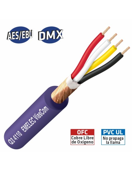 100MTS. CABLE DE AUDIO DIGITAL 4x0.22mm² AZUL BALANCEADO 110Ω AES-EBU & DMX