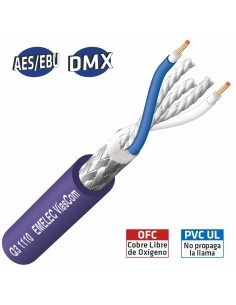 CABLE DE AUDIO DIGITAL 2x0.35mm² AZUL BALANCEADO 110Ω AES-EBU & DMX