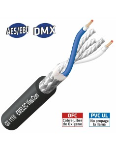 100MTS. CABLE DE AUDIO DIGITAL 2x0.35mm² NEGRO BALANCEADO 110Ω AES-EBU & DMX
