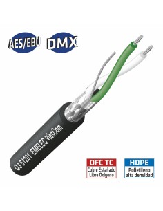 100MTS. CABLE DE AUDIO DIGITAL 2x0.34mm² NEGRO BALANCEADO 110Ω AES-EBU & DMX