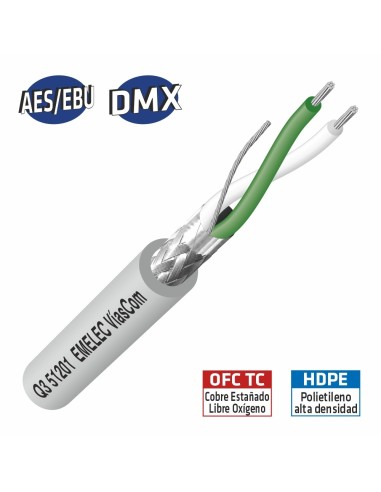 100MTS. CABLE DE AUDIO DIGITAL 2x0.34mm² GRIS BALANCEADO 110Ω AES-EBU & DMX