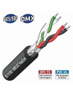100MTS. CABLE DE AUDIO DIGITAL 2x2x0.34mm² NEGRO BALANCEADO 110Ω AES-EBU & DMX