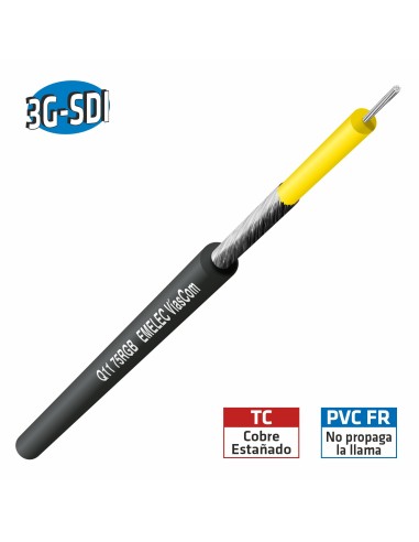 100M CABLE DE VIDEO DIGITAL 75Ω 3G-SDI FLEXIBLE NEGRO