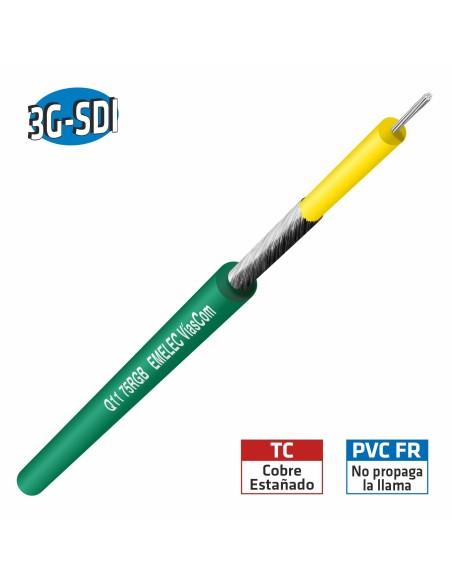 CABLE DE VIDEO DIGITAL 75Ω 3G-SDI FLEXIBLE VERDE