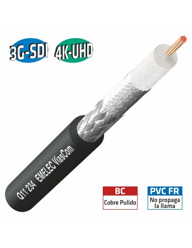 100M. CABLE VIDEO DIGITAL 3G-SDI-4K-UHD 22AWG NEGRO