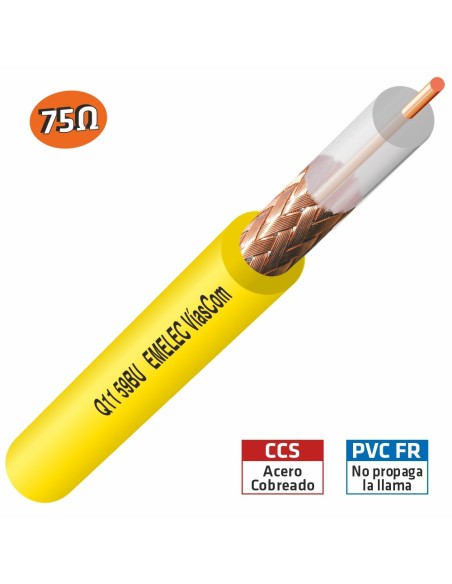 100M. CABLE COAXIAL DE VIDEO RG-59 75Ω AMARILLO
