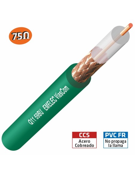 100M. CABLE COAXIAL DE VIDEO RG-59 75Ω VERDE
