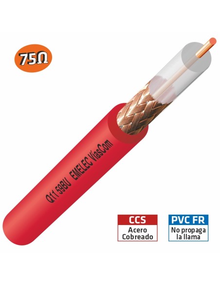 100M. CABLE COAXIAL DE VIDEO RG-59 75Ω ROJO