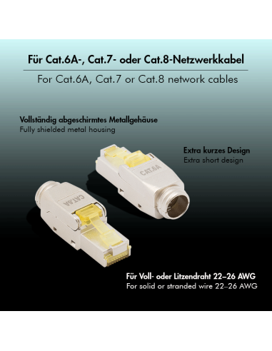 Conector RJ45, Cat 8.1, blindado y extra corto