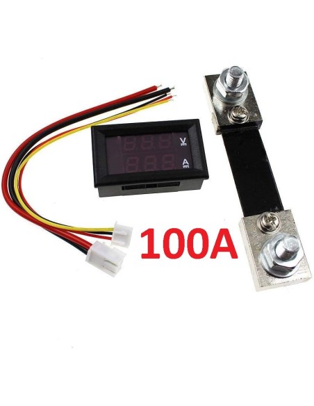 VOLTIMETRO & AMPERIMETRO DIGITAL DE 100A 100V PARA PANEL