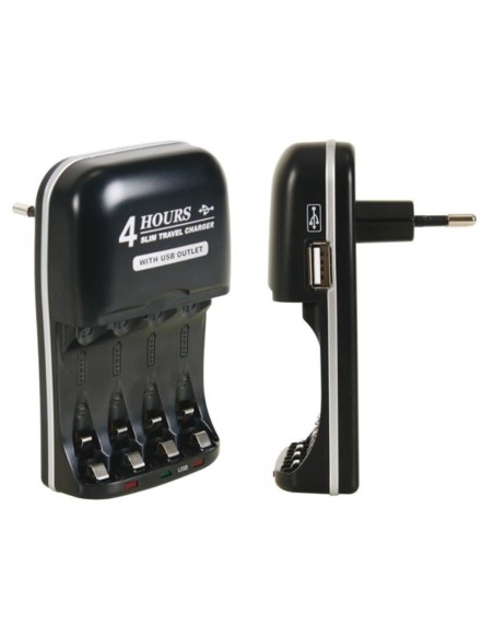 CARGADOR RAPIDO & AUTOMATICO DE BATERIAS NIMH C/SALIADA USB