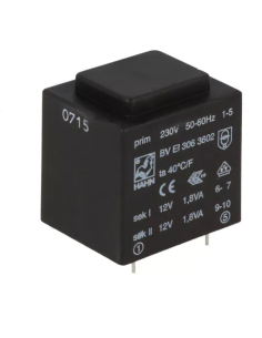 TRANSFORMADOR ENCAPSULADO PCB 2x12V 3.6VA 2x150mA