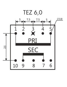TRANSFORMADOR ENCAPSULADO PCB 7.5V 6VA 800mA 2