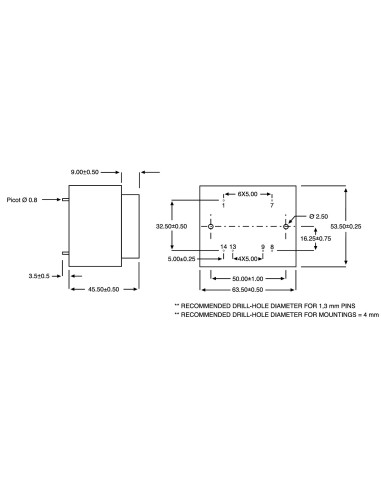 TRANSFORMADOR ENCAPSULADO PCB 12V 22VA 1830mA