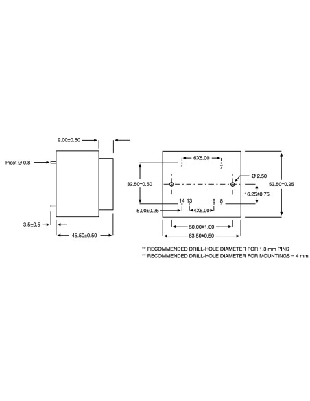 TRANSFORMADOR ENCAPSULADO PCB 12V 22VA 1830mA