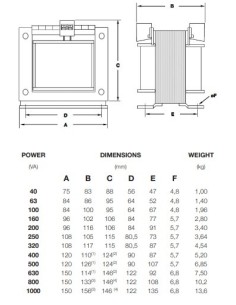 TRANFORMADOR DE MANIOBRA IN: 0-230-400V~ OUT: 115-230V~ 40VA 2