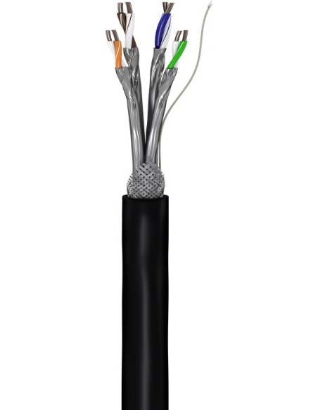 Bobina 100mts Cable S/FTP CAT6 Exterior Rigido Negro