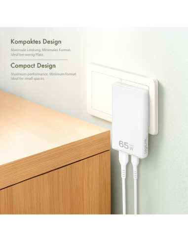 Cargador 2 puertos USB / USB-C 65W Ultrafino