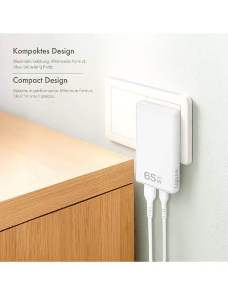 Cargador 2 puertos USB / USB-C 65W Ultrafino