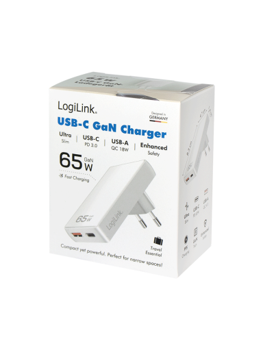 Cargador 2 puertos USB / USB-C 65W Ultrafino