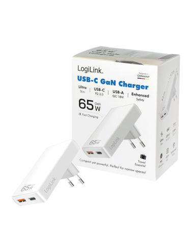 Cargador 2 puertos USB / USB-C 65W Ultrafino