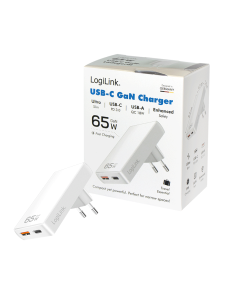 Cargador 2 puertos USB / USB-C 65W Ultrafino