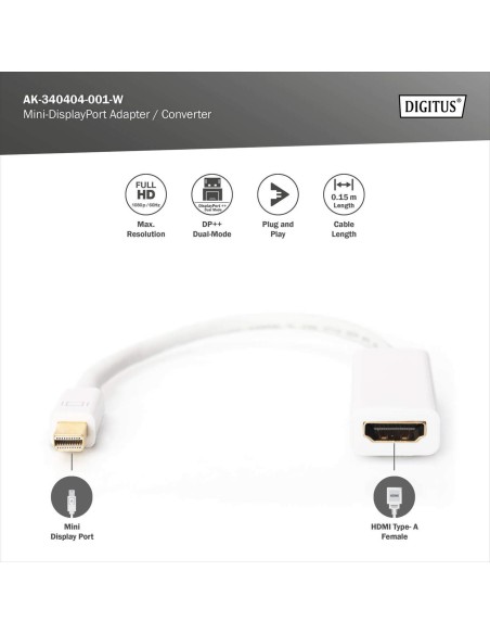 Adaptador Mini DisplayPort - HDMI- A macho/hembraF, 0.15m