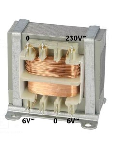 TRANSFORMADOR CONVENCIONAL 6V-0-6V 650mA