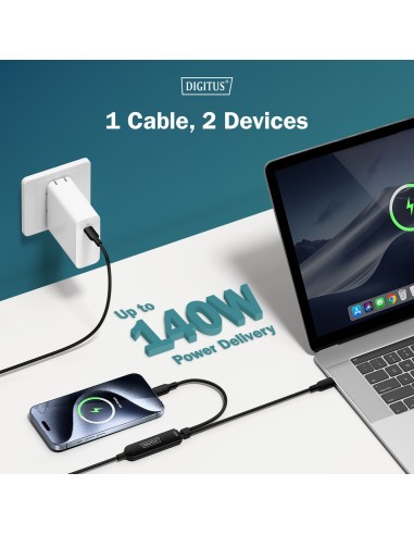 Cable USB-C 2 en 1, 140W , 1.8m