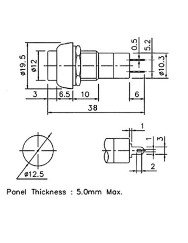 INTERRUPTOR PULSADOR REDONDO NEGRO 3A 125V~