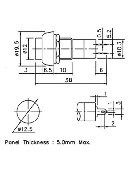INTERRUPTOR PULSADOR REDONDO NEGRO 3A 125V~
