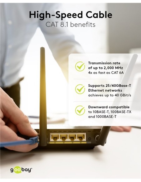 Latiguillo RJ-45 SSTP Cat.8 LSZH 24AWG, 0.3m