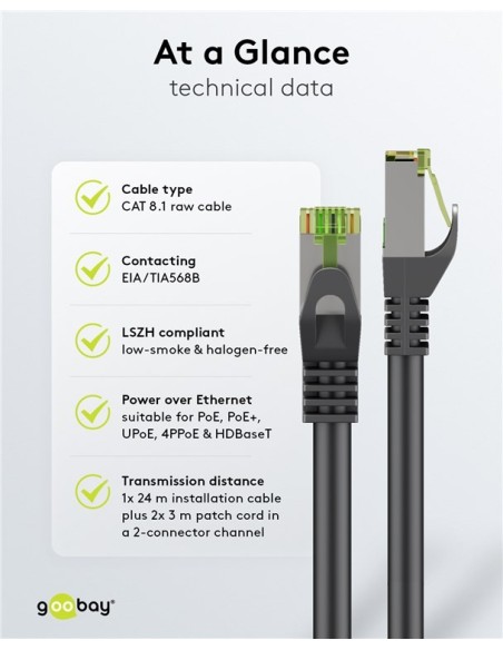 Latiguillo RJ-45 SSTP Cat.8 LSZH 24AWG, 0.3m