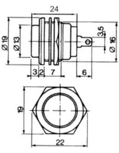 PULSADOR ON-OFF 125V 3A VERDE ABIERTO 2