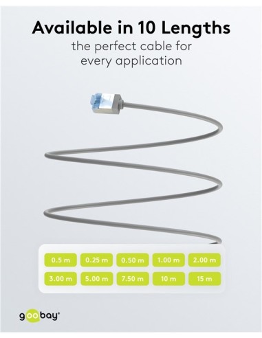 Cable gris RJ45 S/FTP sin enganches 6A - 0,15 m