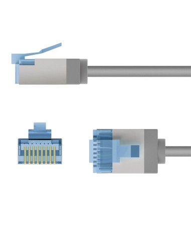 Cable gris RJ45 S/FTP sin enganches 6A - 0,15 m