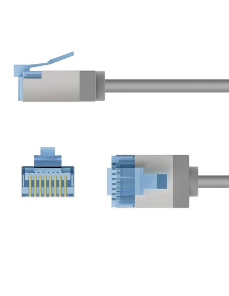 Cable gris RJ45 S/FTP sin enganches 6A - 0,15 m