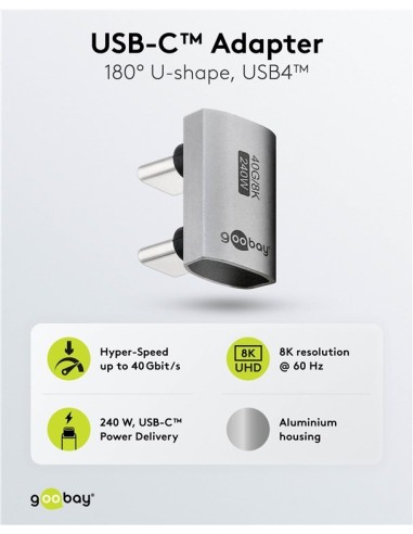 Adaptador USB-C paralelo 180º Macho/Macho